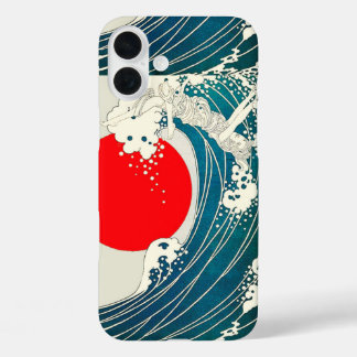 Funda iPhone 16 Plus GRAN OLA Y ROJO SOL Azul Blanco Náutico
