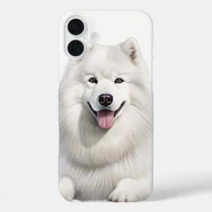 FUNDA iPhone 16 PLUS GRAN PERRO BLANCO DE FLUFFY SAMOYED