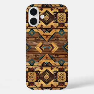 Funda iPhone 16 Plus Grano de madera Azteca falso