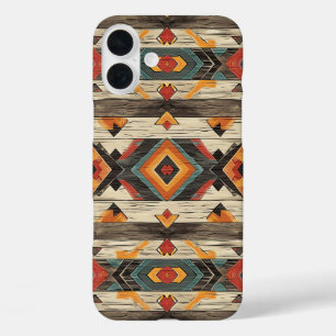 Funda iPhone 16 Plus Grano de madera Azteca falso