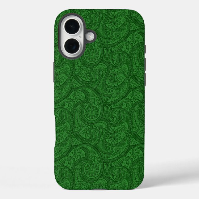Funda iPhone 16 Plus Green Paisley (Reverso )