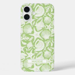 Funda iPhone 16 Plus Green Shells Personalized