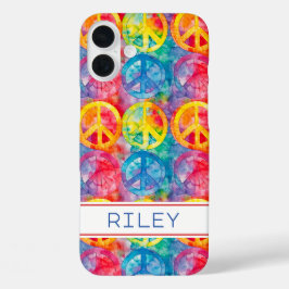 Funda iPhone 16 Plus Groovy Retro Hippie Peace Sign Personalized