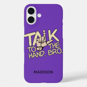 Funda iPhone 16 Plus Hablar con el nombre personalizado de la mano