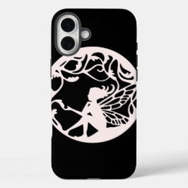 Funda iPhone 16 Plus Hada blanca sobre fondo negro