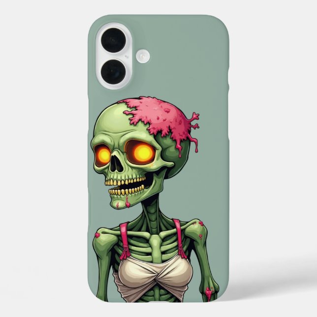 Funda iPhone 16 Plus Halloween del monstruo verde zombi - 31 de octubre (Reverso )