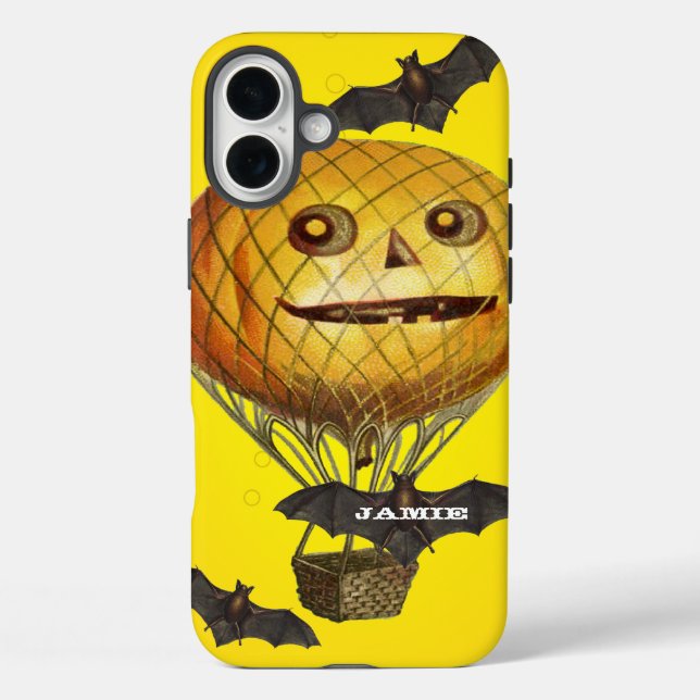 Funda iPhone 16 Plus Halloween Vintkin Balloon Man and Bats (Reverso )