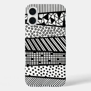 Funda iPhone 16 Plus Handpainted black and design white