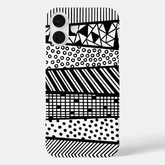 Funda iPhone 16 Plus Handpainted black and design white (Reverso )
