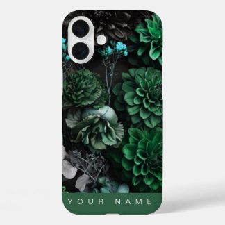 Funda iPhone 16 Plus Haunted Blooms Dark Green