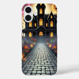 Funda iPhone 16 Plus Haunted Halloween Mansion Glow Phone Case