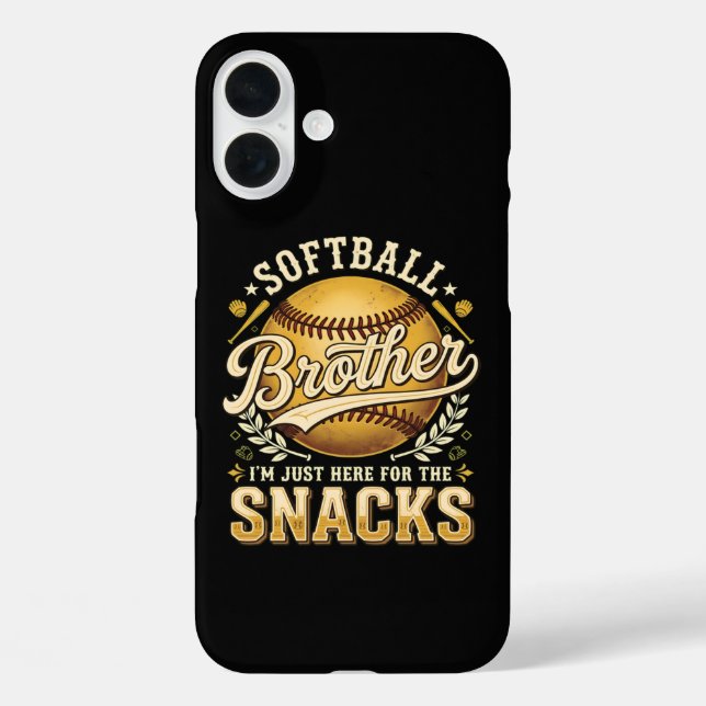 Funda iPhone 16 Plus Hermano de Sóftbol Divertido Snacks Deportes (Reverso )