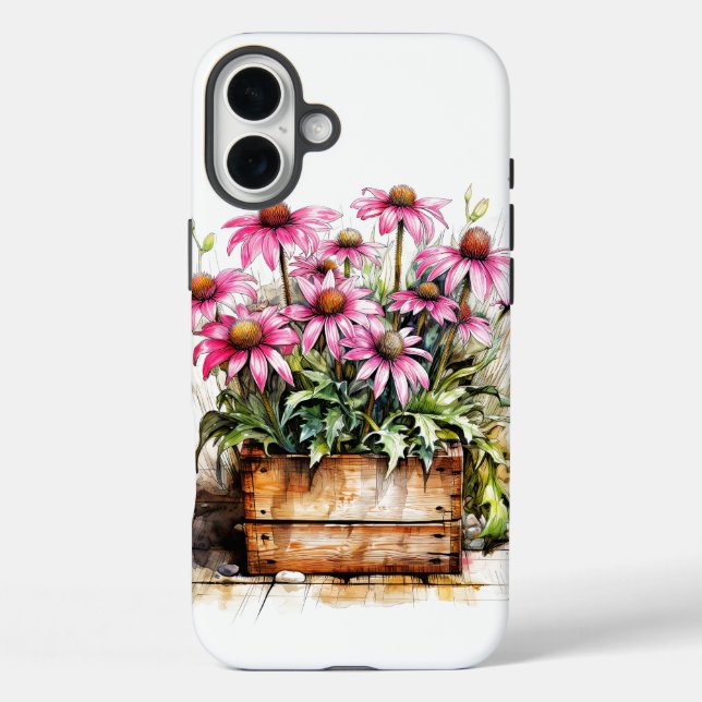 Funda iPhone 16 Plus Hermosas flores de aster en flor (Reverso )