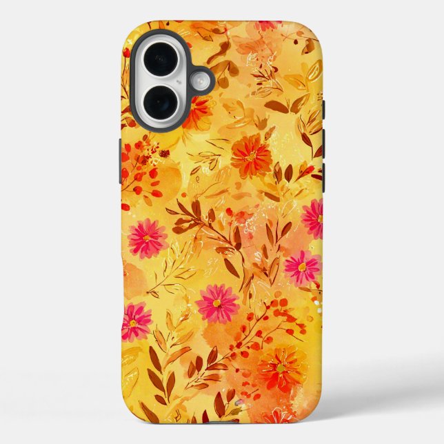 Funda iPhone 16 Plus Hermosas Flores Silvestres Acuarela (Reverso )