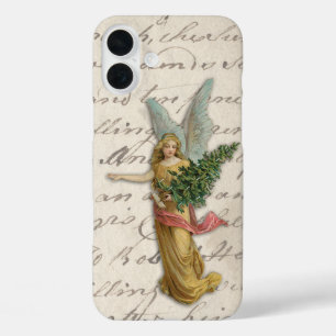 Funda iPhone 16 Plus Hermoso árbol de Navidad Ángel Antique Victorian C