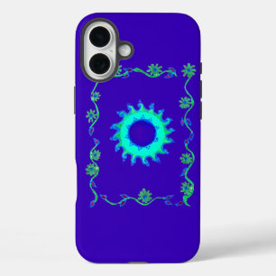 Funda iPhone 16 Plus Hermoso diseño floral azul cielo