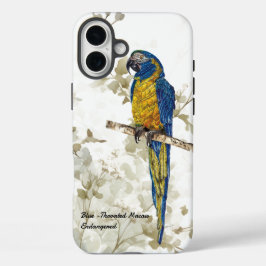 Funda iPhone 16 Plus Hermoso pájaro en peligro de extinción pintado a m