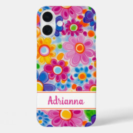 Funda iPhone 16 Plus Hippie Retro Groovy Floral Personalizado