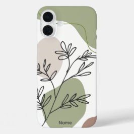 Funda iPhone 16 Plus Hoja minimalista: tonos de tierra, personalizables