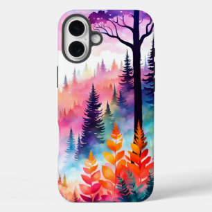 Funda iPhone 16 Plus Hojas Coloridas N Árboles del bosque en la montaña