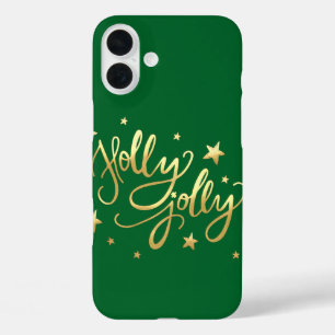 Funda iPhone 16 Plus Holly Jolly Elegante guión de Relieve metalizado