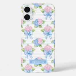 Funda iPhone 16 Plus Hortensias azules y rosadas 