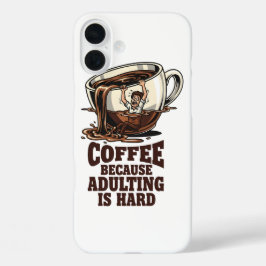 Funda iPhone 16 Plus Humor de Adulto Relatable Amante del Café