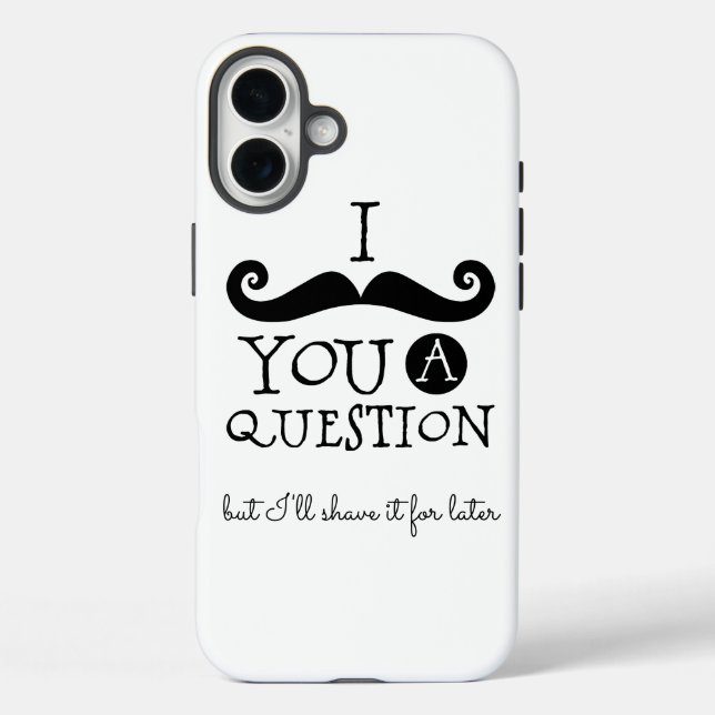 Funda iPhone 16 Plus Humor de bigote blanco negro (Reverso )