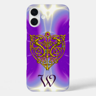 Funda iPhone 16 Plus HYPER VALENTINA ORO CELTICAR CORAZÓN MONOGRAMA Púr