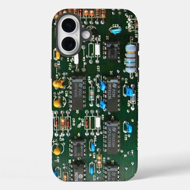 Funda iPhone 16 Plus Imagen de placa de circuito impreso de electrónica (Reverso )