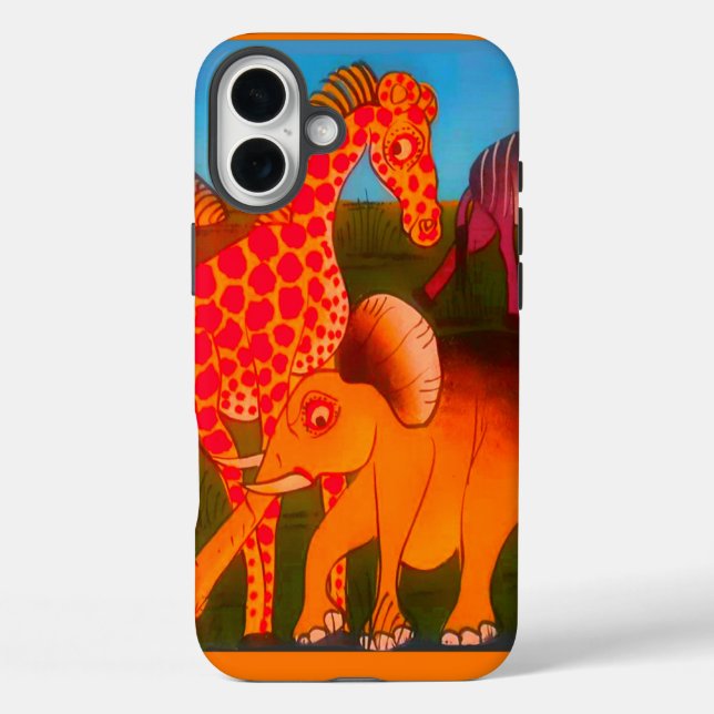Funda iPhone 16 Plus Impresión de arte animal africano (Reverso )