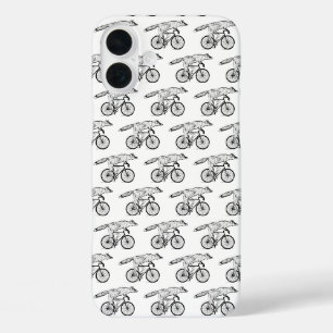 Funda iPhone 16 Plus Impresión de arte de zorro caprichoso en bicicleta