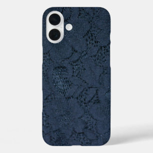 Funda iPhone 16 Plus Impresión de encaje azul vintage