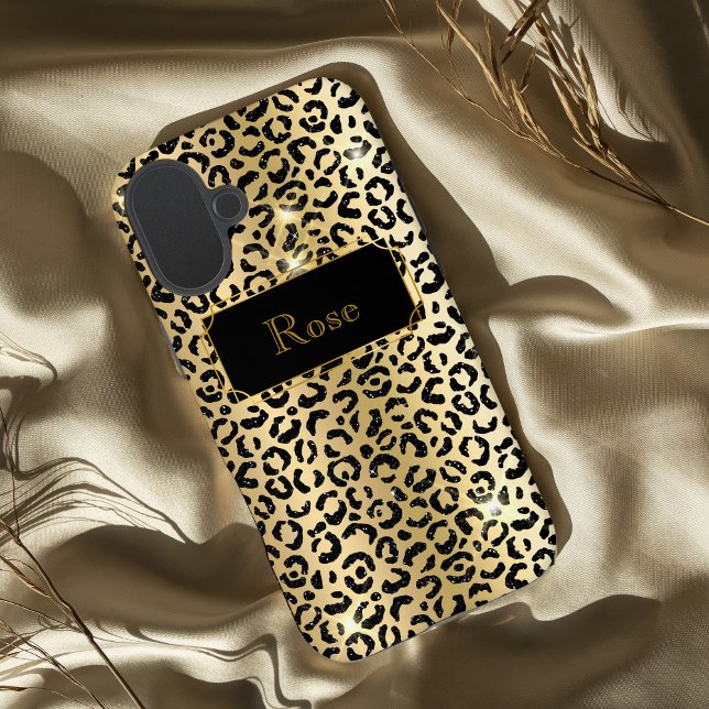 Funda iPhone 16 Plus Impresión glamorosa de plomo en negro y oro (Subido por el creador)