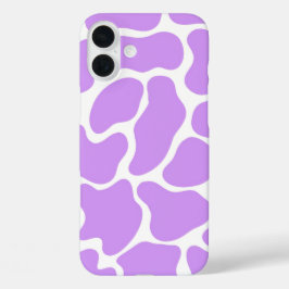 Funda iPhone 16 Plus Impresión minimalista de vaca morada