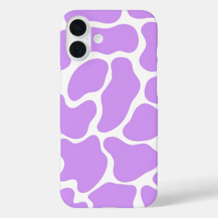 Funda iPhone 16 Plus Impresión minimalista de vaca morada