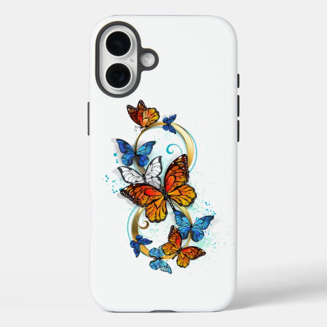 Funda iPhone 16 Plus Infinidad de Mariposas Monarca (Reverso )