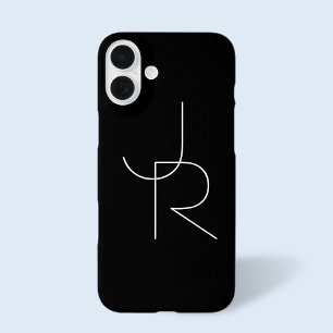 Funda iPhone 16 Plus Iniciales superpuestas modernas 2   Blanco sobre n