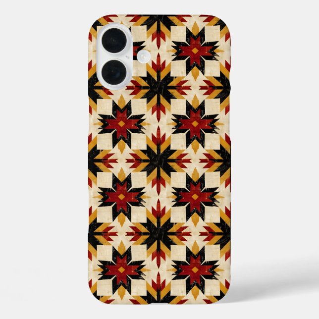 Funda iPhone 16 Plus iPhone con patrón de baldosas del suroeste (Reverso )