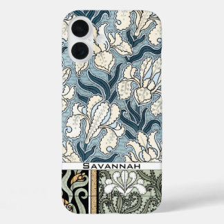 Funda iPhone 16 Plus Iphone de patrón de iris vintage personalizado