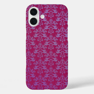 Funda iPhone 16 Plus Iphone rojo púrpura de la damáscara del elefante