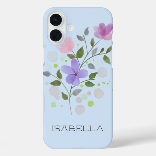 Funda iPhone 16 Plus Isabella con flores (Reverso )