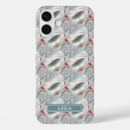 Funda iPhone 16 Plus Japanese Sakura Umbrella Pattern Monogrammed