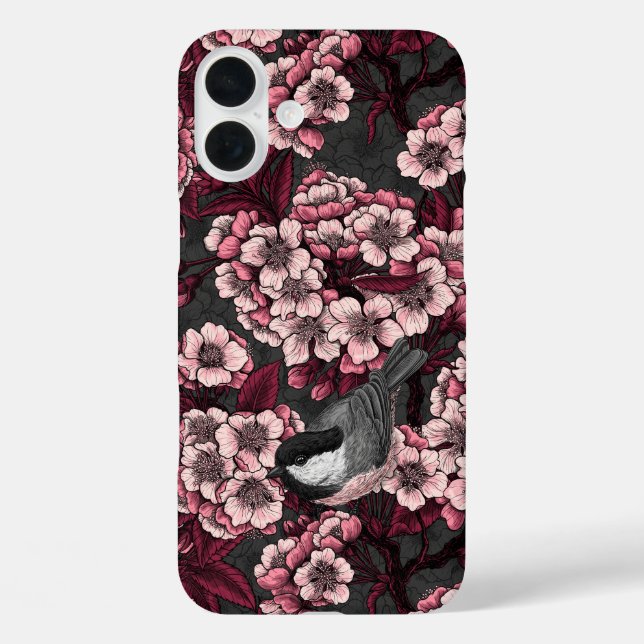 Funda iPhone 16 Plus Jardín de cerezas nocturnas (Reverso )