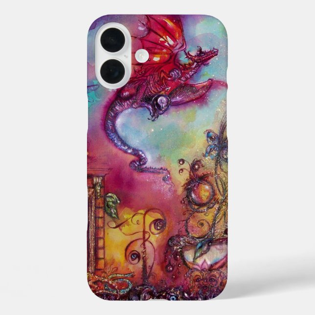 FUNDA iPhone 16 PLUS JARDÍN DE LAS SOMBRAS PERDIDAS / DRAGÓN ROJO VOLAD (Reverso )