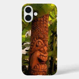 Funda iPhone 16 Plus Jardín tropical Tiki Ilustrado Hawai