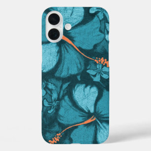 Funda iPhone 16 Plus Kahala Hibiscus Hawai Lava Rock Verde azulado