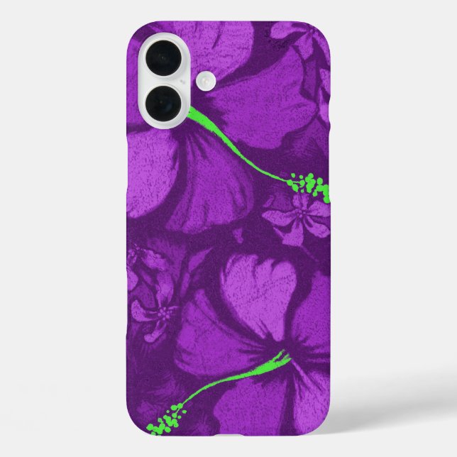 Funda iPhone 16 Plus Kahala Hibiscus Hawai Lava Rock Violeta (Reverso )