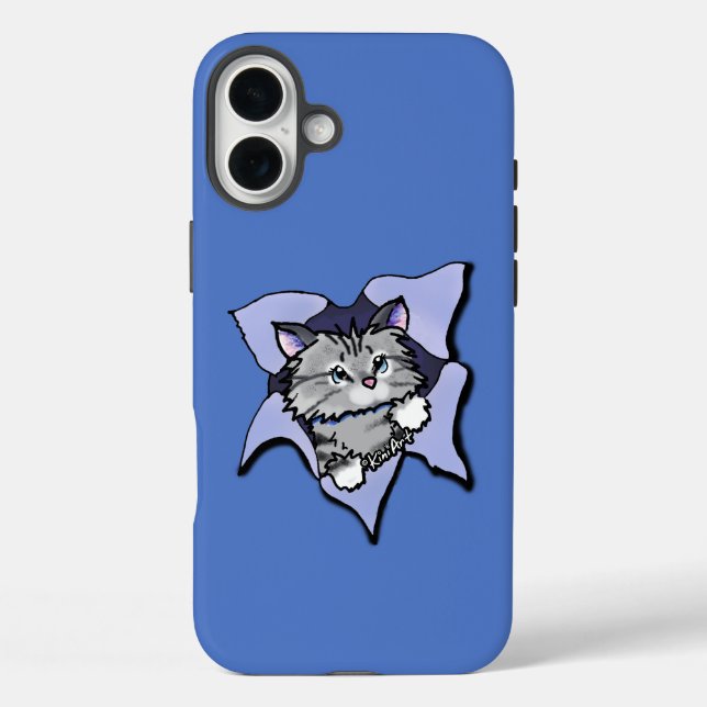 Funda iPhone 16 Plus KiniArt Kitty Blast (Reverso )