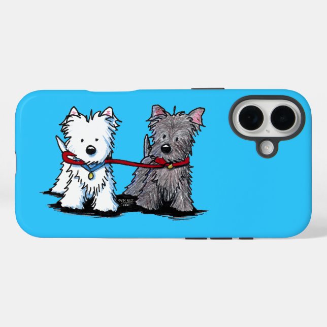 Funda iPhone 16 Plus KiniArt Terrier Walkers (Reverso (Horitonzal))